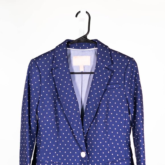 Banana Republic Blazer Jacket Blue White Polka Dot Two Button Work Suit Size 4 - Picture 5 of 8